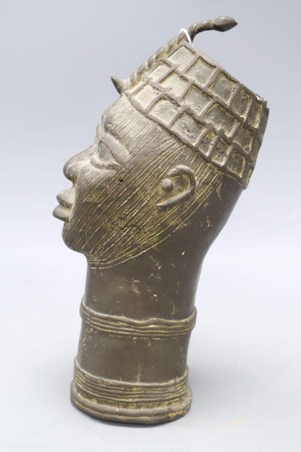 A Benin style bronze bust, height 27cm